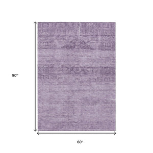 HomeRoots 5' Vibrant Plum and Purple Medallion Indoor Outdoor Area Rug – Durable, Washable, Stylish Design 5' X 8' 616125