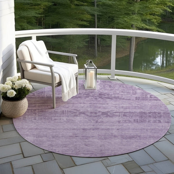 HomeRoots 5' Vibrant Plum and Purple Medallion Indoor Outdoor Area Rug – Durable, Washable, Stylish Design 8' Round 616126