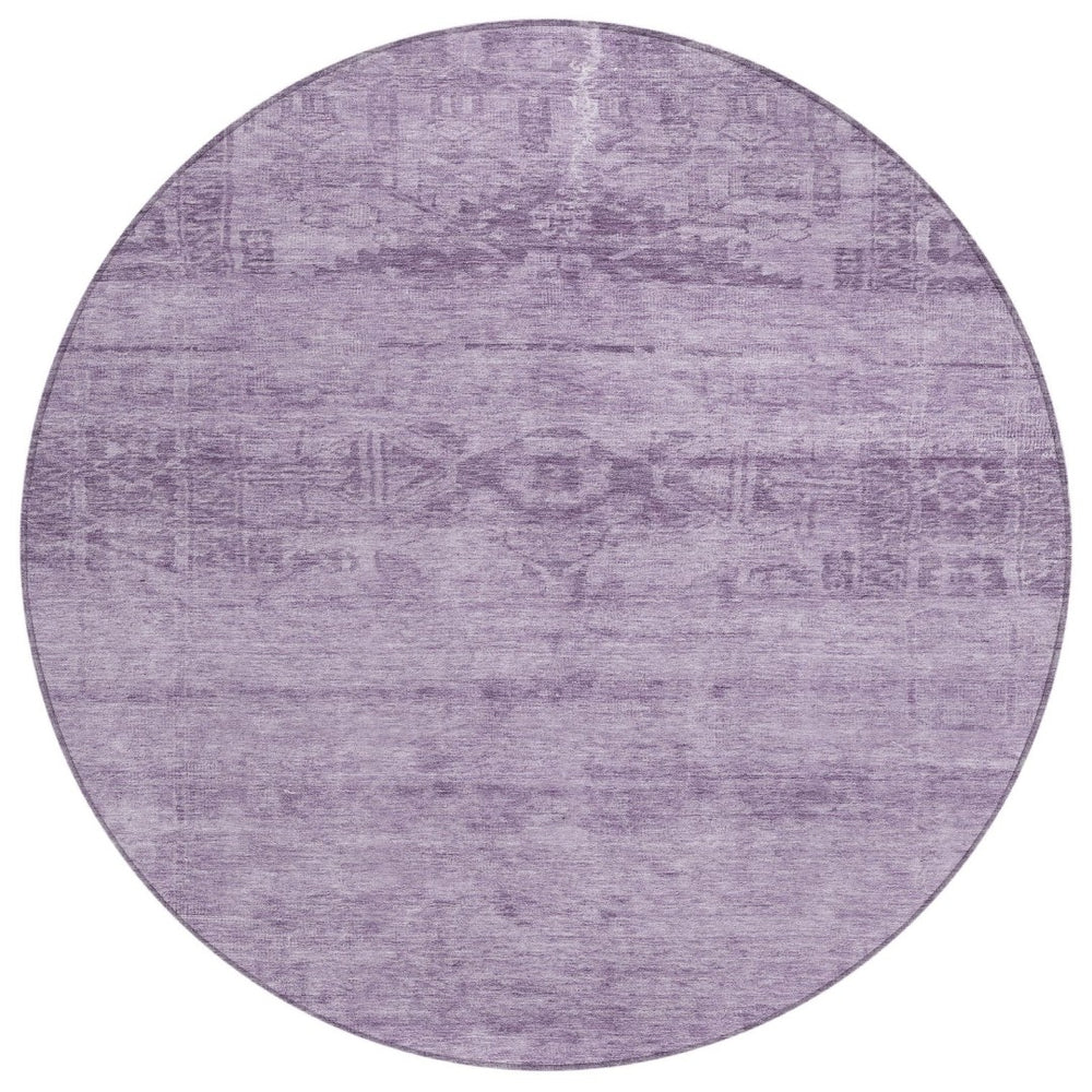 HomeRoots 5' Vibrant Plum and Purple Medallion Indoor Outdoor Area Rug – Durable, Washable, Stylish Design 8' Round 616126