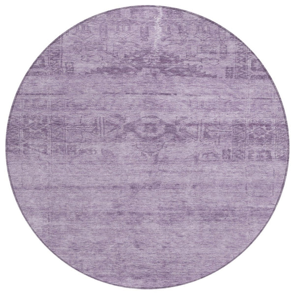 HomeRoots 5' Vibrant Plum and Purple Medallion Indoor Outdoor Area Rug – Durable, Washable, Stylish Design 8' Round 616126