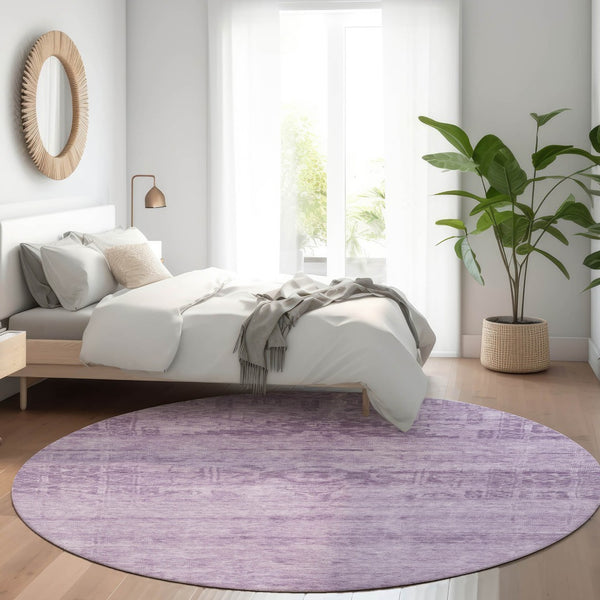 HomeRoots 5' Vibrant Plum and Purple Medallion Indoor Outdoor Area Rug – Durable, Washable, Stylish Design 8' Round 616126