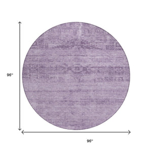 HomeRoots 5' Vibrant Plum and Purple Medallion Indoor Outdoor Area Rug – Durable, Washable, Stylish Design 8' Round 616126