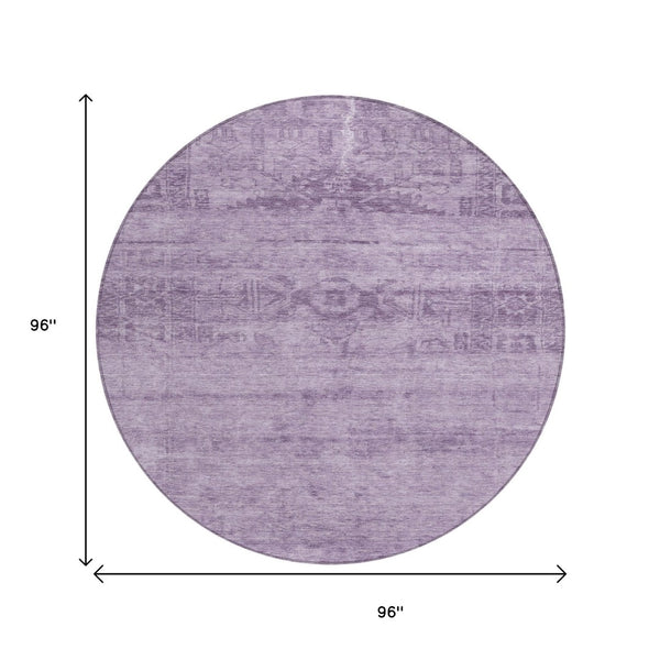 HomeRoots 5' Vibrant Plum and Purple Medallion Indoor Outdoor Area Rug – Durable, Washable, Stylish Design 8' Round 616126