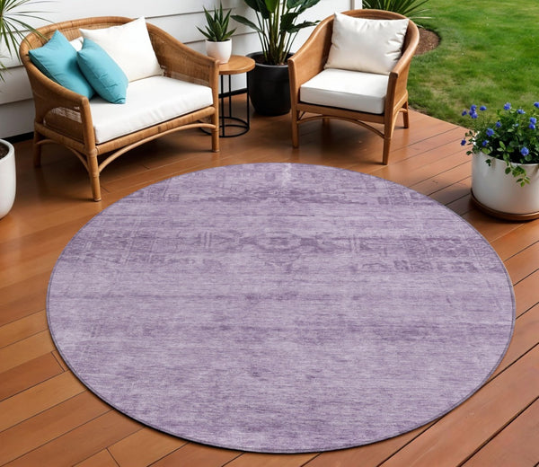 HomeRoots 5' Vibrant Plum and Purple Medallion Indoor Outdoor Area Rug – Durable, Washable, Stylish Design 8' Round 616126
