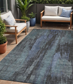 HomeRoots 5' Blue and Gray Abstract Washable Indoor Outdoor Area Rug - Durable, Stylish, Easy Care for Any Space 5' X 8' 616137