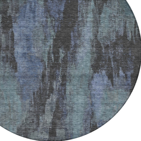 HomeRoots 5' Blue and Gray Abstract Washable Indoor Outdoor Area Rug - Durable, Stylish, Easy Care for Any Space 8' Round 616138