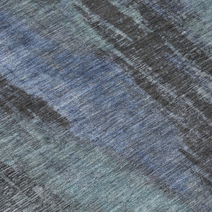 HomeRoots 5' Blue and Gray Abstract Washable Indoor Outdoor Area Rug - Durable, Stylish, Easy Care for Any Space 8' Round 616138