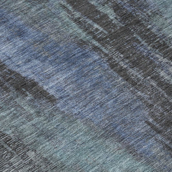 HomeRoots 5' Blue and Gray Abstract Washable Indoor Outdoor Area Rug - Durable, Stylish, Easy Care for Any Space 8' Round 616138