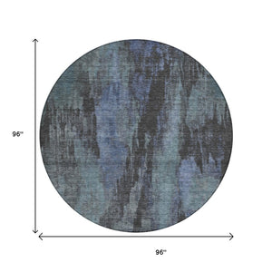 HomeRoots 5' Blue and Gray Abstract Washable Indoor Outdoor Area Rug - Durable, Stylish, Easy Care for Any Space 8' Round 616138