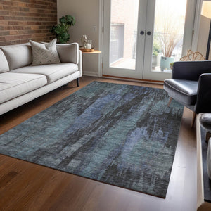HomeRoots 5' Blue and Gray Abstract Washable Indoor Outdoor Area Rug - Durable, Stylish, Easy Care for Any Space 8' X 10' 616139