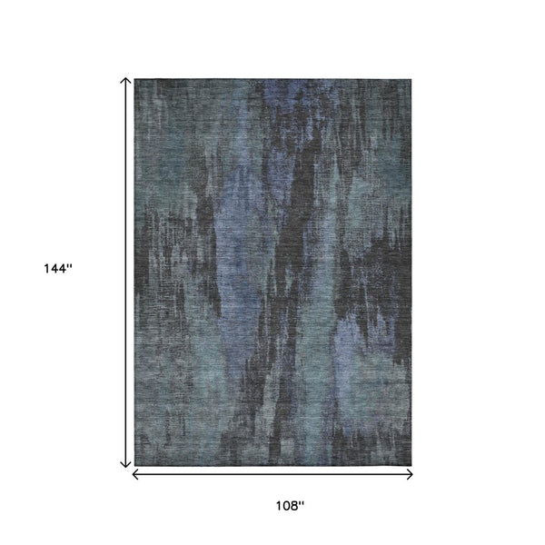 HomeRoots 5' Blue and Gray Abstract Washable Indoor Outdoor Area Rug - Durable, Stylish, Easy Care for Any Space 9' X 12' 616140