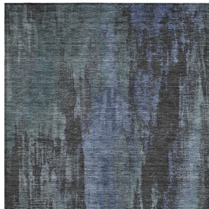 HomeRoots 5' Blue and Gray Abstract Washable Indoor Outdoor Area Rug - Durable, Stylish, Easy Care for Any Space 10' X 14' 616141