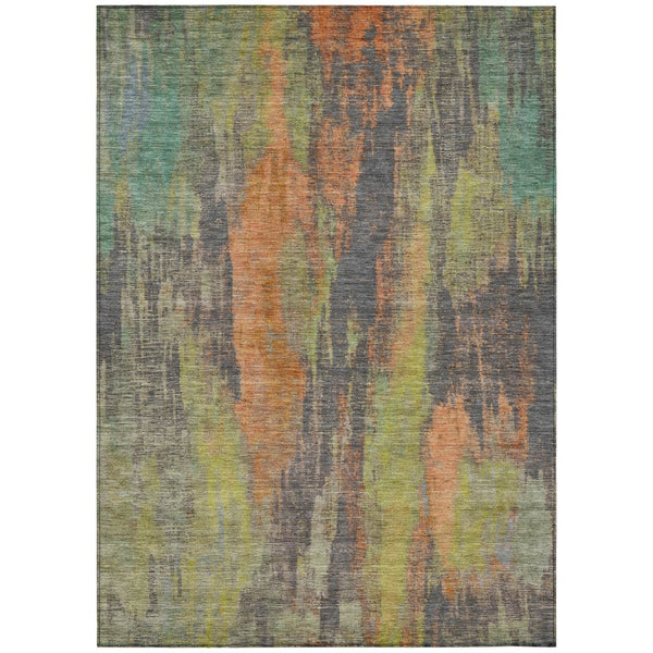 HomeRoots 5' Vibrant Orange and Teal Abstract Area Rug – Durable, Washable & Perfect for Indoor or Outdoor Use! 5' X 8' 616161