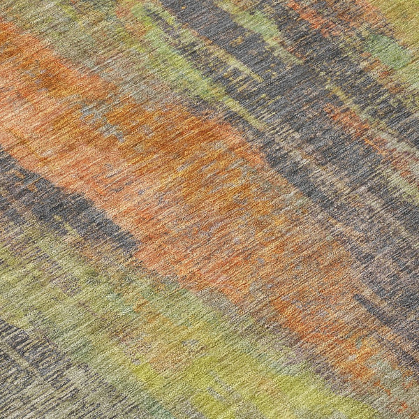HomeRoots 5' Vibrant Orange and Teal Abstract Area Rug – Durable, Washable & Perfect for Indoor or Outdoor Use! 8' Round 616162