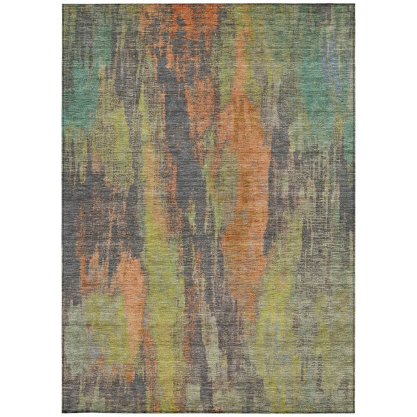 HomeRoots 5' Vibrant Orange and Teal Abstract Area Rug – Durable, Washable & Perfect for Indoor or Outdoor Use! 8' X 10' 616163