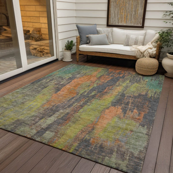 HomeRoots 5' Vibrant Orange and Teal Abstract Area Rug – Durable, Washable & Perfect for Indoor or Outdoor Use! 8' X 10' 616163