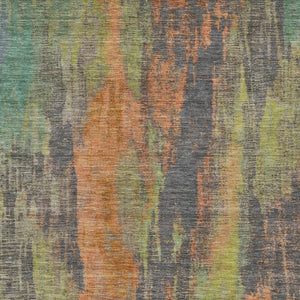 HomeRoots 5' Vibrant Orange and Teal Abstract Area Rug – Durable, Washable & Perfect for Indoor or Outdoor Use! 9' X 12' 616164