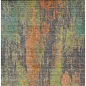 HomeRoots 5' Vibrant Orange and Teal Abstract Area Rug – Durable, Washable & Perfect for Indoor or Outdoor Use! 10' X 14' 616165