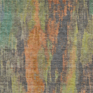 HomeRoots 5' Vibrant Orange and Teal Abstract Area Rug – Durable, Washable & Perfect for Indoor or Outdoor Use! 10' X 14' 616165