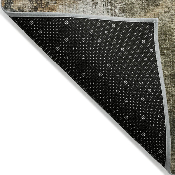 HomeRoots 5' Contemporary Olive Green and Ivory Abstract Area Rug - Washable, Durable for Indoor & Outdoor Use 5' X 8' 616179