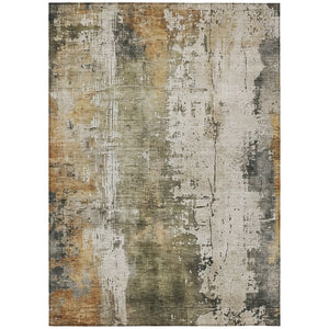 HomeRoots 5' Contemporary Olive Green and Ivory Abstract Area Rug - Washable, Durable for Indoor & Outdoor Use 8' X 10' 616181