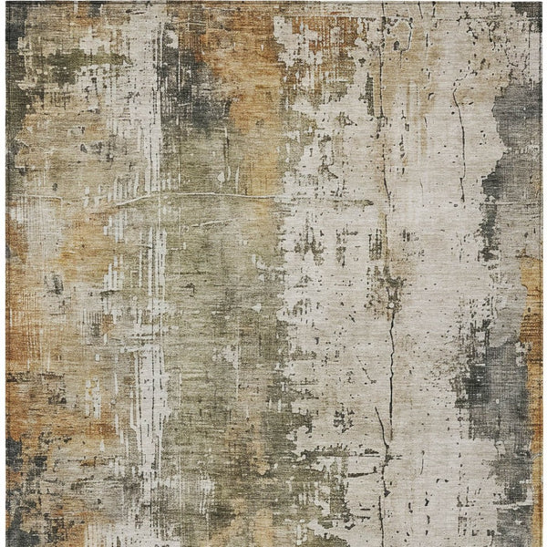 HomeRoots 5' Contemporary Olive Green and Ivory Abstract Area Rug - Washable, Durable for Indoor & Outdoor Use 9' X 12' 616182
