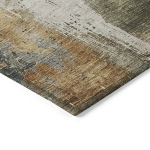 HomeRoots 5' Contemporary Olive Green and Ivory Abstract Area Rug - Washable, Durable for Indoor & Outdoor Use 9' X 12' 616182