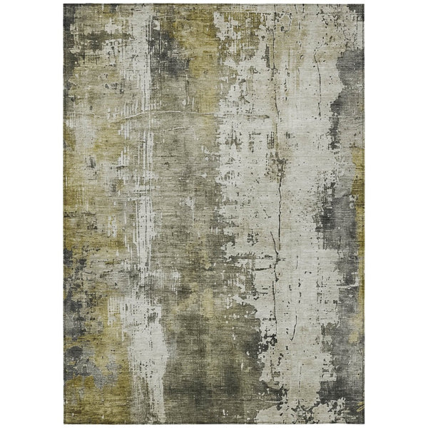 HomeRoots 5' Stunning Pewter and Ivory Abstract Washable Area Rug for Indoor and Outdoor Spaces, Durable Design 5' X 8' 616185