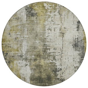 HomeRoots 5' Stunning Pewter and Ivory Abstract Washable Area Rug for Indoor and Outdoor Spaces, Durable Design 8' Round 616186