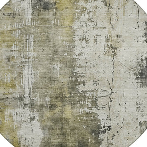 HomeRoots 5' Stunning Pewter and Ivory Abstract Washable Area Rug for Indoor and Outdoor Spaces, Durable Design 8' Round 616186