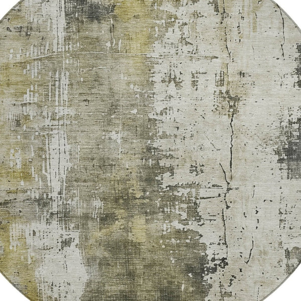 HomeRoots 5' Stunning Pewter and Ivory Abstract Washable Area Rug for Indoor and Outdoor Spaces, Durable Design 8' Round 616186