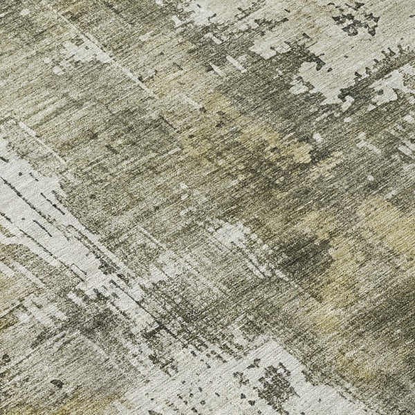 HomeRoots 5' Stunning Pewter and Ivory Abstract Washable Area Rug for Indoor and Outdoor Spaces, Durable Design 8' Round 616186