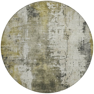 HomeRoots 5' Stunning Pewter and Ivory Abstract Washable Area Rug for Indoor and Outdoor Spaces, Durable Design 8' Round 616186