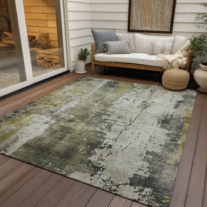 HomeRoots 5' Stunning Pewter and Ivory Abstract Washable Area Rug for Indoor and Outdoor Spaces, Durable Design 9' X 12' 616188