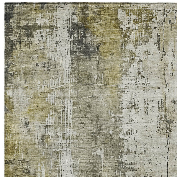 HomeRoots 5' Stunning Pewter and Ivory Abstract Washable Area Rug for Indoor and Outdoor Spaces, Durable Design 9' X 12' 616188