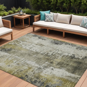 HomeRoots 5' Stunning Pewter and Ivory Abstract Washable Area Rug for Indoor and Outdoor Spaces, Durable Design 10' X 14' 616189