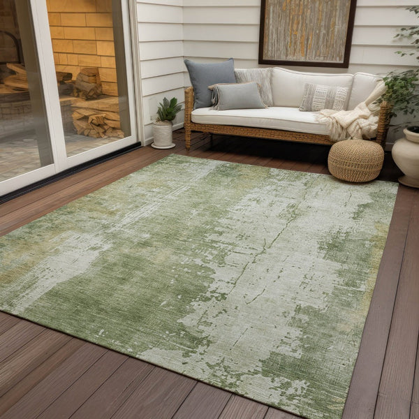 HomeRoots 5' Sage and Ivory Abstract Area Rug - Stylish, Durable, Washable Indoor/Outdoor Design for Any Space 5' X 8' 616191