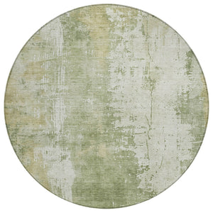 HomeRoots 5' Sage and Ivory Abstract Area Rug - Stylish, Durable, Washable Indoor/Outdoor Design for Any Space 8' Round 616192