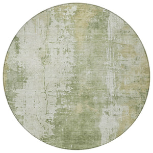 HomeRoots 5' Sage and Ivory Abstract Area Rug - Stylish, Durable, Washable Indoor/Outdoor Design for Any Space 8' Round 616192