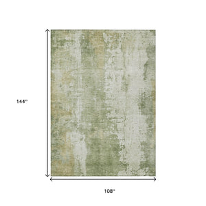 HomeRoots 5' Sage and Ivory Abstract Area Rug - Stylish, Durable, Washable Indoor/Outdoor Design for Any Space 9' X 12' 616194