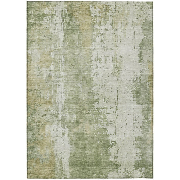 HomeRoots 5' Sage and Ivory Abstract Area Rug - Stylish, Durable, Washable Indoor/Outdoor Design for Any Space 9' X 12' 616194