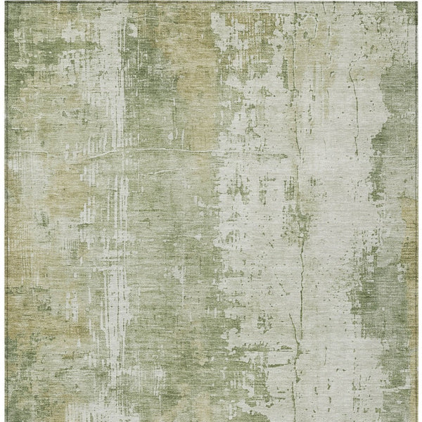 HomeRoots 5' Sage and Ivory Abstract Area Rug - Stylish, Durable, Washable Indoor/Outdoor Design for Any Space 10' X 14' 616195