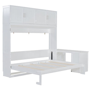 English Elm Queen Murphy Bed With Desk & Storage Shelves - Versatile, Space-Saving Solution For Modern Homes N820S10034K-GIGA
