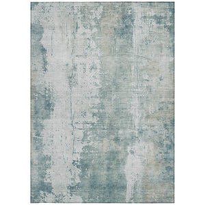 HomeRoots 5' Turquoise and Ivory Abstract Area Rug - Machine Washable, Durable for Indoor and Outdoor Use 5' X 8' 616203