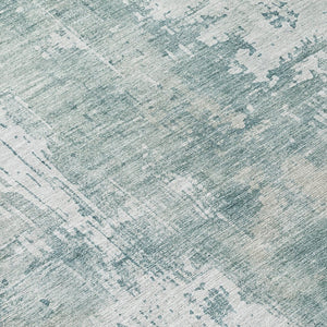 HomeRoots 5' Turquoise and Ivory Abstract Area Rug - Machine Washable, Durable for Indoor and Outdoor Use 8' Round 616204