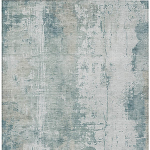 HomeRoots 9' X 12' Contemporary Turquoise & Ivory Abstract Area Rug - Durable, Washable for Indoor/Outdoor Use 616206
