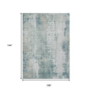 HomeRoots 9' X 12' Contemporary Turquoise & Ivory Abstract Area Rug - Durable, Washable for Indoor/Outdoor Use 616206