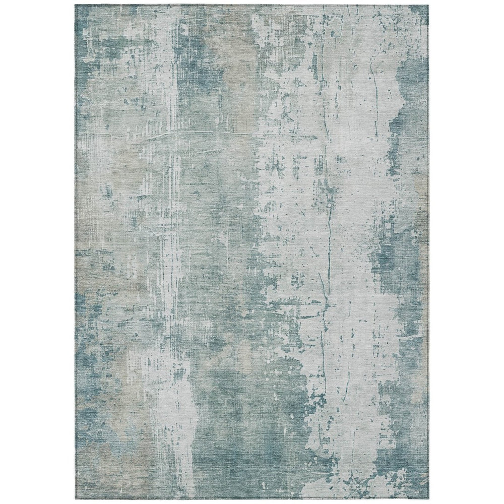 HomeRoots 9' X 12' Contemporary Turquoise & Ivory Abstract Area Rug - Durable, Washable for Indoor/Outdoor Use 616206