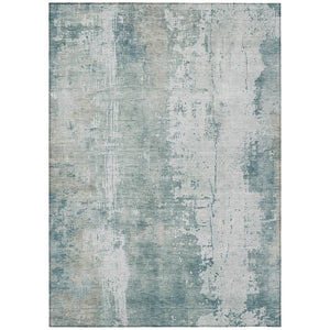 HomeRoots 9' X 12' Contemporary Turquoise & Ivory Abstract Area Rug - Durable, Washable for Indoor/Outdoor Use 616206