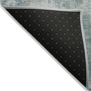 HomeRoots 9' X 12' Contemporary Turquoise & Ivory Abstract Area Rug - Durable, Washable for Indoor/Outdoor Use 616206